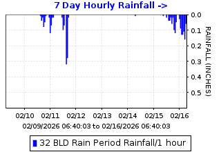 Hourly rainfall plot for Bald Peak