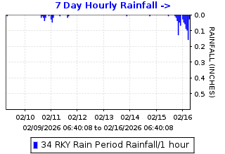 Hourly rainfall plot for Rocky Ridge