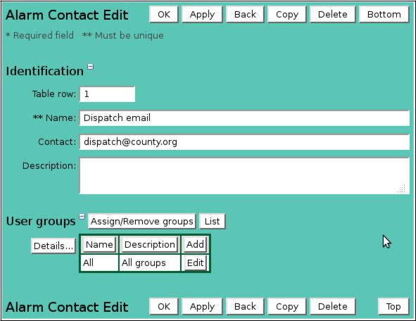 Alarm Contact Edit