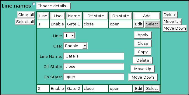 Point Type Status Line Name Edit